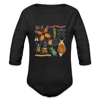 Insects Entomology - Organic Long Sleeve Baby Bodysuit - black - Front