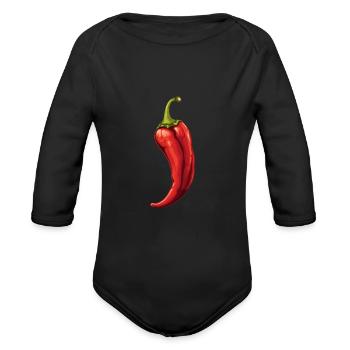 Chili Hot Pepper Chillis Spicy Food - Organic Long Sleeve Baby Bodysuit - black - Front