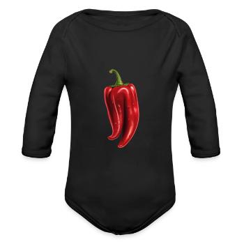 Chili Hot Pepper Chillis Spicy Food - Organic Long Sleeve Baby Bodysuit - black - Front