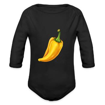 Yellow Chili Aji Amarillo Chilli Peppers Hot Spicy - Organic Long Sleeve Baby Bodysuit - black - Front