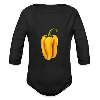 Yellow Chili Aji Amarillo Chilli Peppers Hot Spicy - Organic Long Sleeve Baby Bodysuit - black - Front