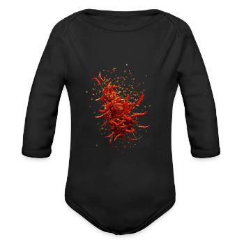 Chili Hot Peppers Chilli Flakes Spicy Pepper - Organic Long Sleeve Baby Bodysuit - black - Front