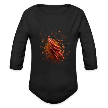 Chili Hot Peppers Chilli Flakes Spicy Pepper - Organic Long Sleeve Baby Bodysuit - black - Front