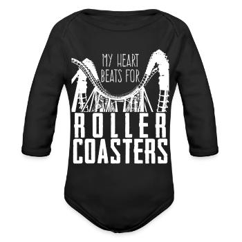 Roller Coaster Roller Coaster - Organic Long Sleeve Baby Bodysuit - black - Front