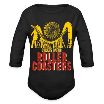 Roller Coaster Park Roller - Organic Long Sleeve Baby Bodysuit - black - Front