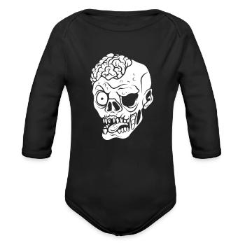 Cerveau de zombie - Cache-couche à manches longues bio - noir - Devant