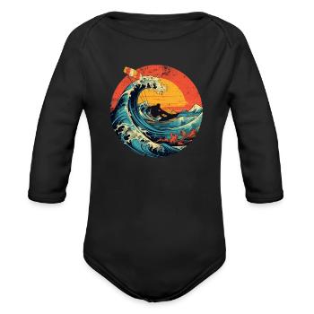 Kitesurfer Kiteboard Kitesurfing Kite-Surf-board - Organic Long Sleeve Baby Bodysuit - black - Front