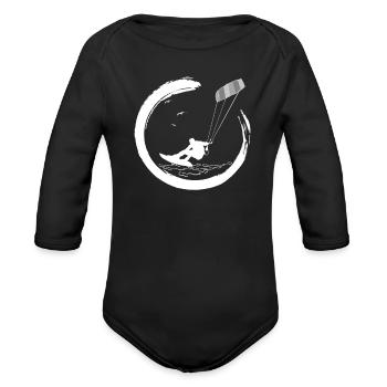 Kitesurfer Kiteboard Kitesurfing Kite-Surf-board - Organic Long Sleeve Baby Bodysuit - black - Front
