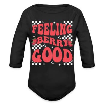 Feeling Berry Good - Organic Long Sleeve Baby Bodysuit - black - Front