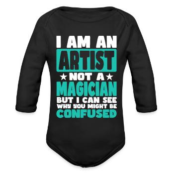 Artist - Organic Long Sleeve Baby Bodysuit - black - Front