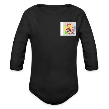 Artist Shirt, Artist Paint Palette And Brushes - Organic Long Sleeve Baby Bodysuit - black - Front