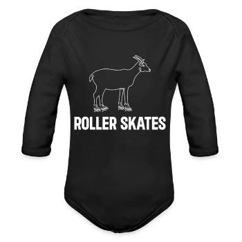 Funny Roller Skating Goat Roller Skates - Organic Long Sleeve Baby Bodysuit - black - Front