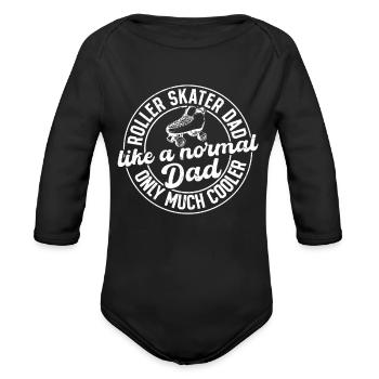 Roller Skater Dad Roller Skates Roller Skating Dad - Organic Long Sleeve Baby Bodysuit - black - Front