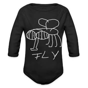 Fly Insect Animal - Organic Long Sleeve Baby Bodysuit - black - Front