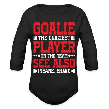 Goalie Gear Goalkeeper Definition 12 - Organic Long Sleeve Baby Bodysuit - black - Front