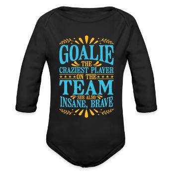 Goalie Gear Goalkeeper Definition 11 - Organic Long Sleeve Baby Bodysuit - black - Front