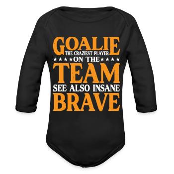 Goalie Gear Goalkeeper Definition 13 - Organic Long Sleeve Baby Bodysuit - black - Front