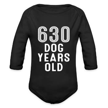 630 Dog Years Old 90th Birthday - Organic Long Sleeve Baby Bodysuit - black - Front