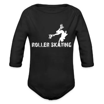 Roller Skates Roller Skating Silhouette Roller Ska - Organic Long Sleeve Baby Bodysuit - black - Front