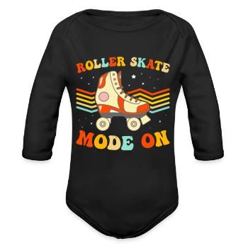 Roller Skates Roller Skating - Roller Skate Mode O - Organic Long Sleeve Baby Bodysuit - black - Front