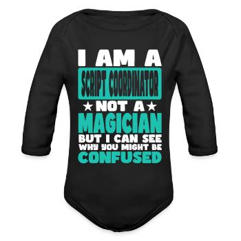 Script Coordinator - Organic Long Sleeve Baby Bodysuit - black - Front