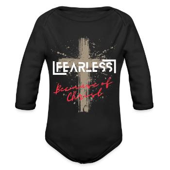 FEARLESS - Organic Long Sleeve Baby Bodysuit - black - Front