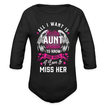Aunt In Heaven - Organic Long Sleeve Baby Bodysuit - black - Front