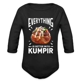 Everything Is Better With Kumpir Graphic - Fun - Organic Long Sleeve Baby Bodysuit - black - Front