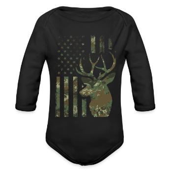 Camo Christmas Trees For Men Dreaming Of Camo - Organic Long Sleeve Baby Bodysuit - black - Front