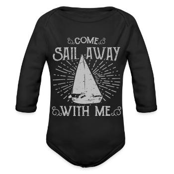 Come sail away - Organic Long Sleeve Baby Bodysuit - black - Front