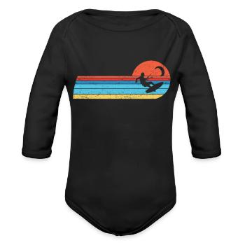 Kitesurfer Kiteboards Kitesurfing Kite-Surf-board - Organic Long Sleeve Baby Bodysuit - black - Front