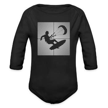 Kitesurfer Kiteboard Kitesurfing Kite-Surf-board - Organic Long Sleeve Baby Bodysuit - black - Front
