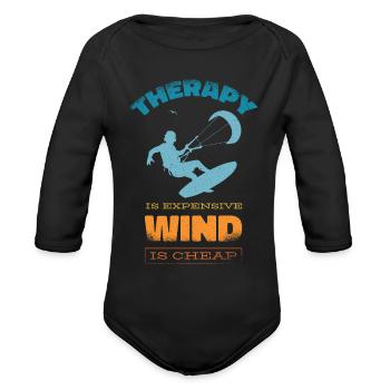 Kitesurfer Kiteboards Kitesurfing Kite-Surf-board - Organic Long Sleeve Baby Bodysuit - black - Front