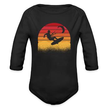 Kitesurfer Kiteboards Kitesurfing Kite-Surf-board - Organic Long Sleeve Baby Bodysuit - black - Front