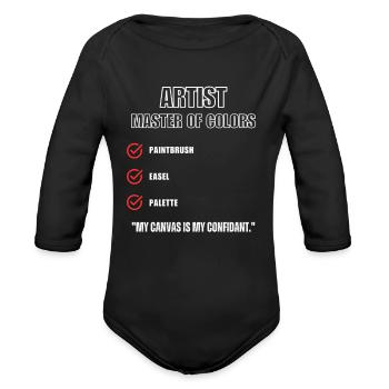 Artist Master Of Colors: Funny Artist - Organic Long Sleeve Baby Bodysuit - black - Front