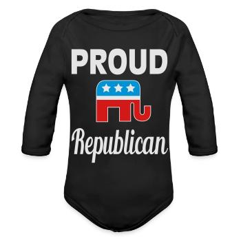 12_Proud republican_3c - Organic Long Sleeve Baby Bodysuit - black - Front