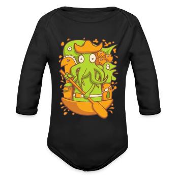 Paddle Away - Organic Long Sleeve Baby Bodysuit - black - Front