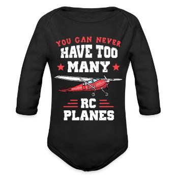 Rc Plane Pilot Remote Controlled Aeromodel Art - Organic Long Sleeve Baby Bodysuit - black - Front