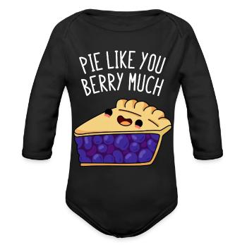 Pie Like You Berry Much Cute Berry Pie - Organic Long Sleeve Baby Bodysuit - black - Front