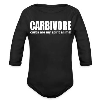 Carbivore Carb Lover Runner Marathon Carbs Tee - Organic Long Sleeve Baby Bodysuit - black - Front
