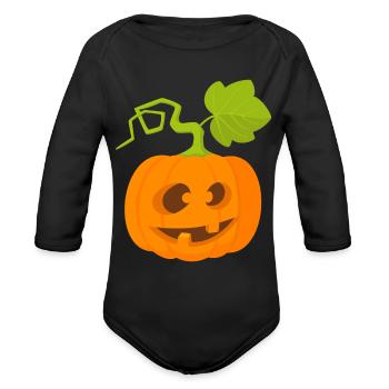 Pretty Pumpkin - Organic Long Sleeve Baby Bodysuit - black - Front