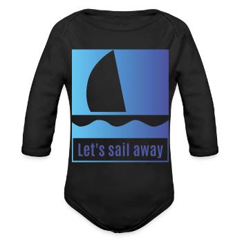 Sail Away With Me - Organic Long Sleeve Baby Bodysuit - black - Front
