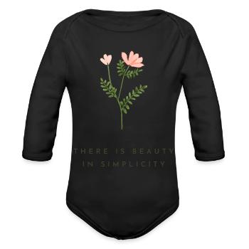 There Is Beauty In Simplicity - Organic Long Sleeve Baby Bodysuit - black - Front
