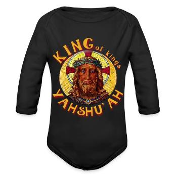 King of kings - Organic Long Sleeve Baby Bodysuit - black - Front