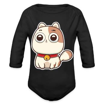 Little Kitty - Organic Long Sleeve Baby Bodysuit - black - Front
