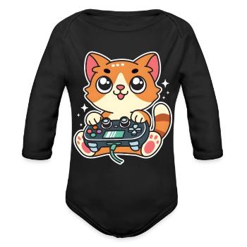 Joy Games - Organic Long Sleeve Baby Bodysuit - black - Front