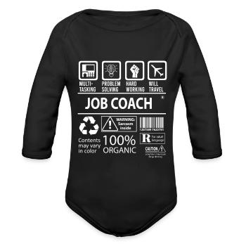 Job Coach T Shirt - Multitasking Job Gift Item Tee - Organic Long Sleeve Baby Bodysuit - black - Front