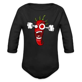 Hot Spicy Chili Pepper Chilli Spice Heat Spicy - Organic Long Sleeve Baby Bodysuit - black - Front