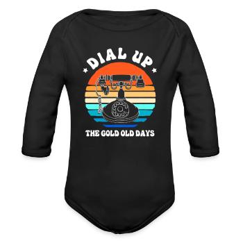 Dial Phone Rotary Dial - Organic Long Sleeve Baby Bodysuit - black - Front