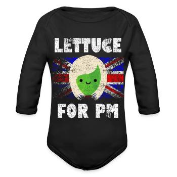 Lettuce For Pm Meme Truss Funny Satire - Organic Long Sleeve Baby Bodysuit - black - Front
